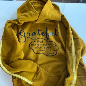 GRATEFUL THAT THOUGHT BUBBLES DONT APPEAR OVER MY HEAD CROP HOODIE SIZE XL